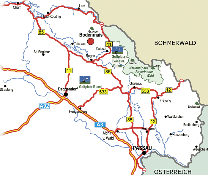 Bodenmais Bayerischer Wald - Anfahrtsskizze